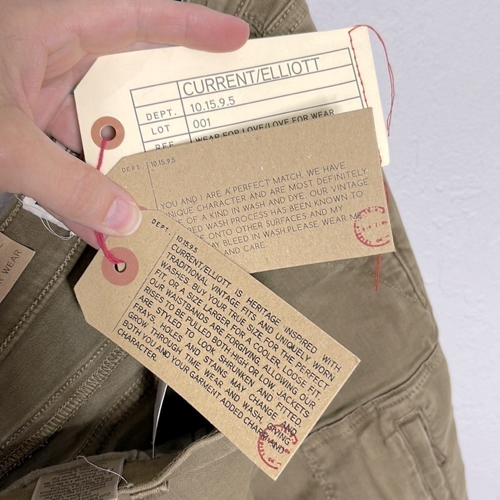 Current/Elliott Flat Pocket Cargo Pants 26 Vintage Army Green Skinny Zip Ankle - Picture 11 of 14